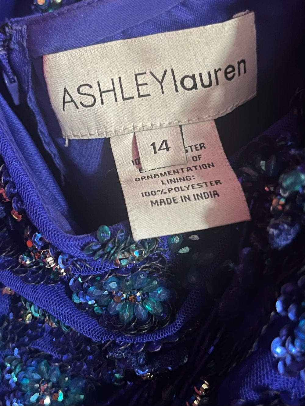 One-Shoulder Royal Blue Sequin Romper with Draped Cape - Picture 8 of 10